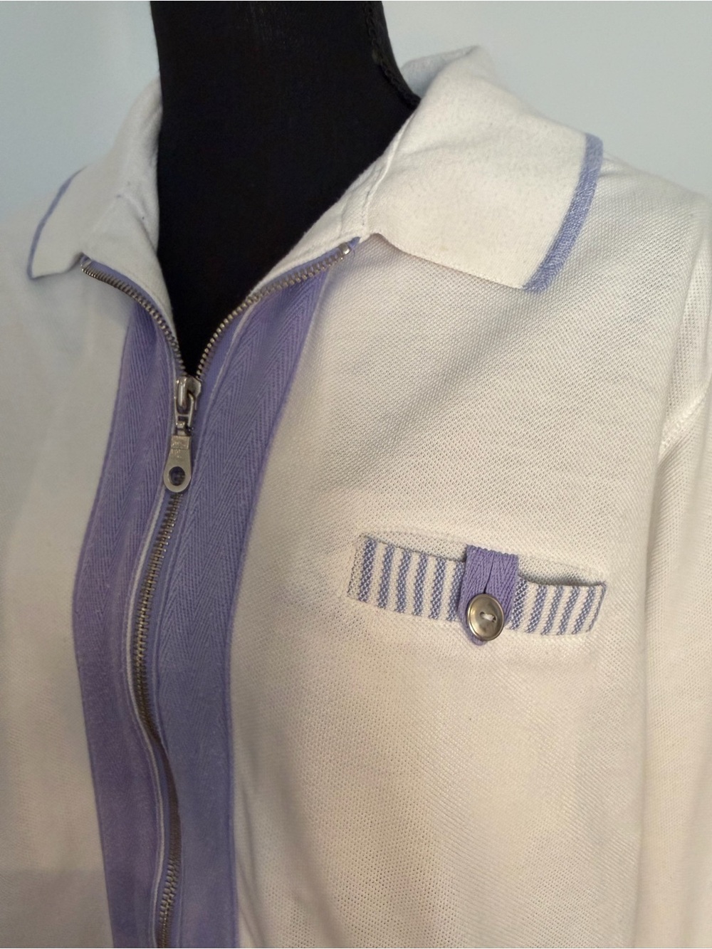 K-Wear by Koret Zip Front Vintage Jacket with Lavender Trim - Size Large